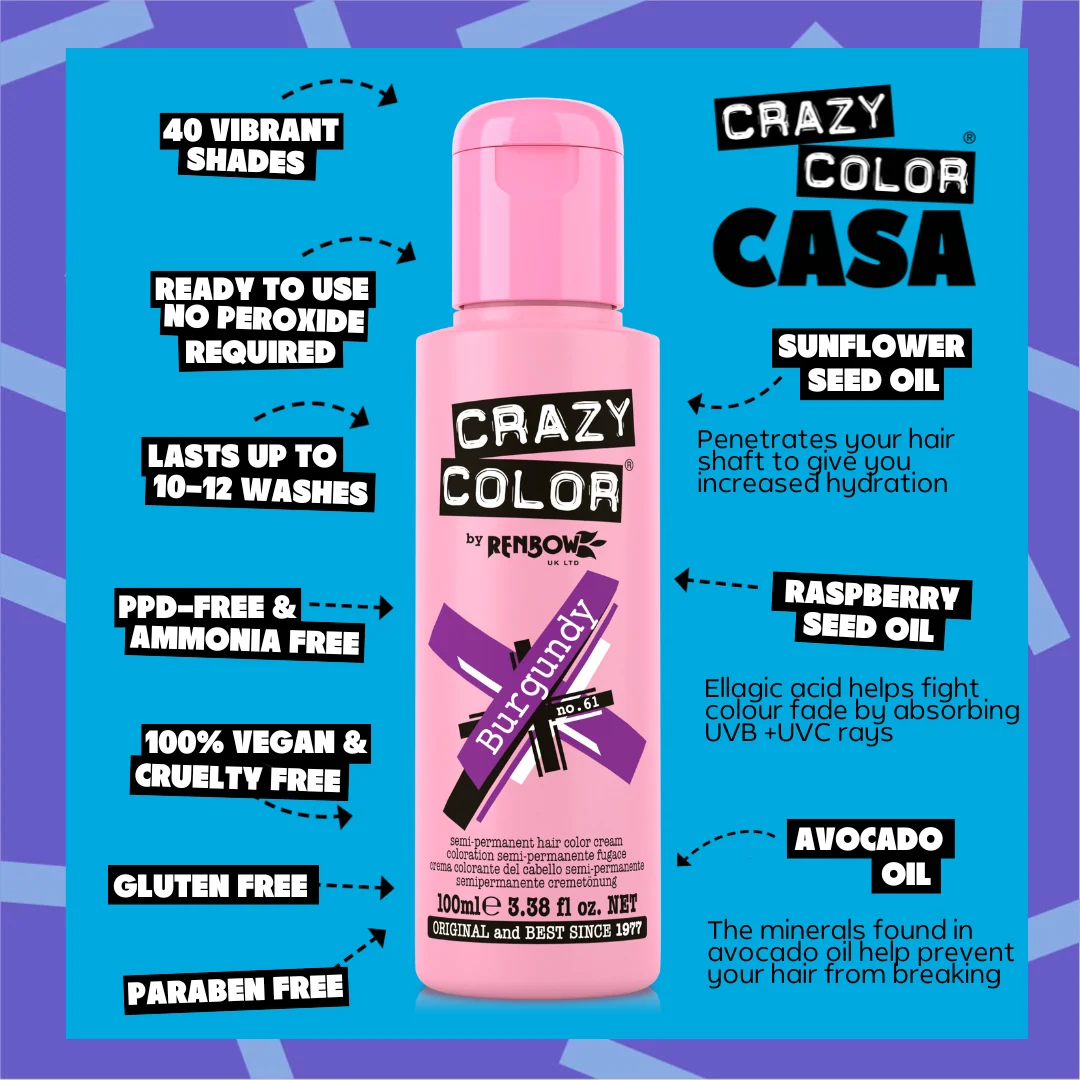 Burgundy (Rich Purple) - Semi-Permanent Hair Dye - Crazy Color - Image 5