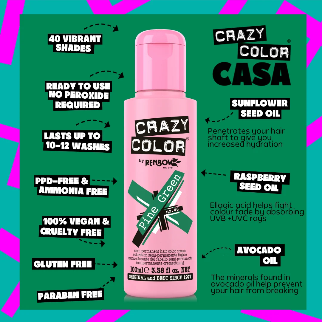 Pine Green (Forest Green) - Semi-Permanent Hair Dye - Crazy Color - Image 4
